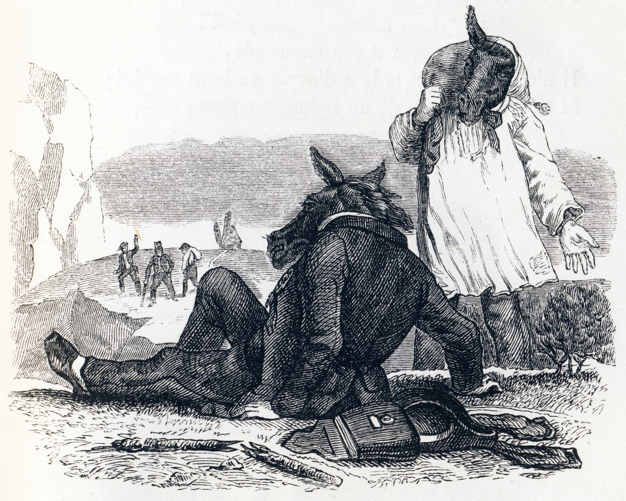 Die zwei Maultiere - Fabeln von La Fontaine von Grandville