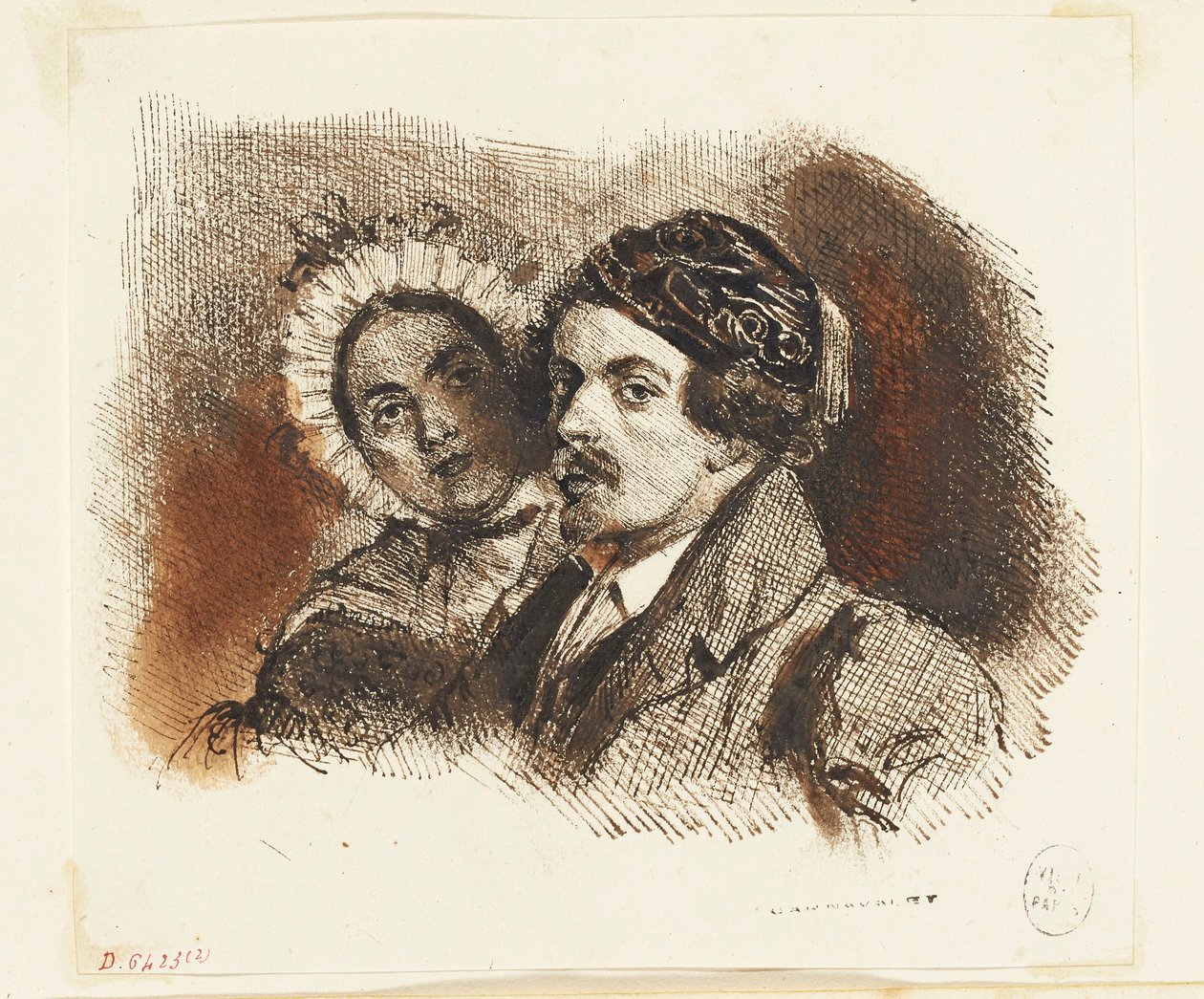 Doppelporträt von Grandville und Henriette von Grandville