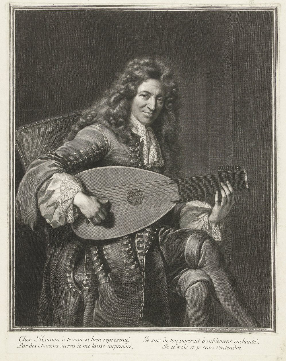 Porträt des Komponisten Charles Mouton (ca. 1626-1710) von Gérard Edelinck