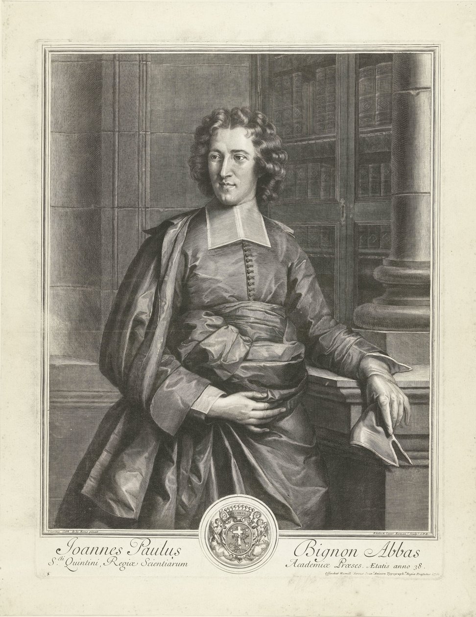 Porträt von Jean Paul Bignon Joannes Paulus Bignon Abbas (Titel auf Objekt) von Gérard Edelinck