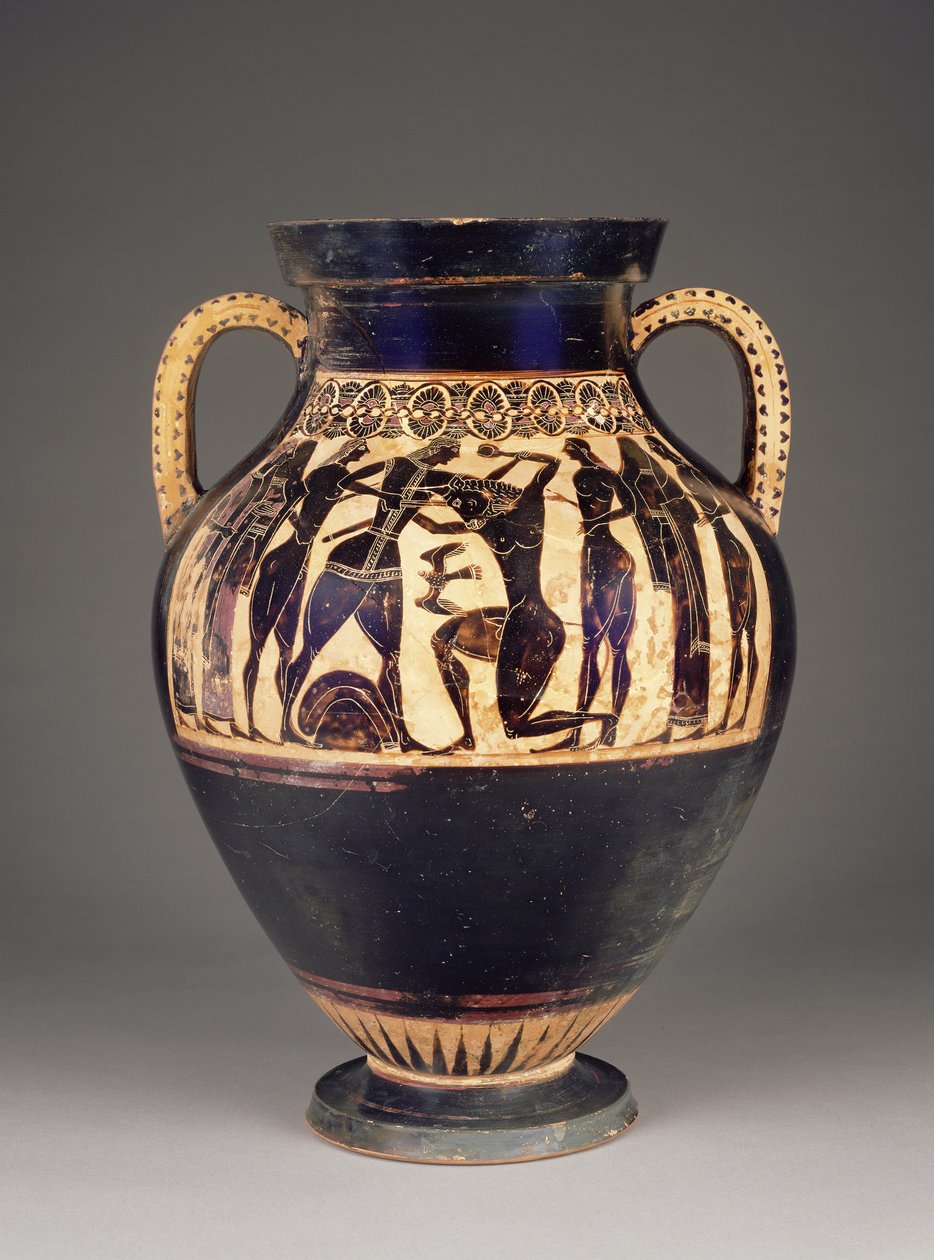Athenische attische schwarzfigurige Amphore, Lydos zugeschrieben, mit Theseus, der den Minotaurus tötet, 550-40 v. Chr. von Greek