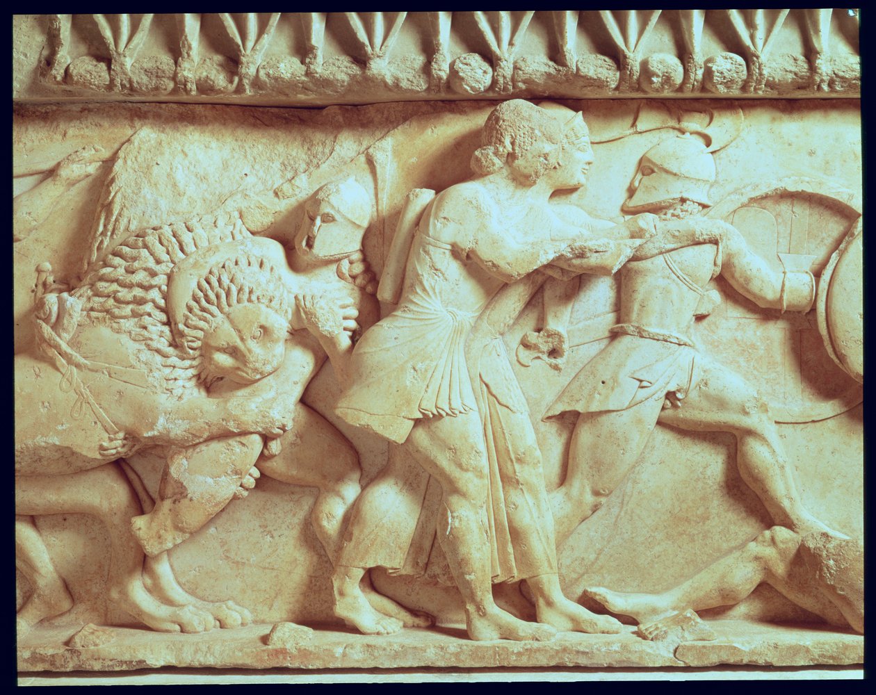 Detail des Nordfrieses des Siphnischen Schatzhauses von Greek