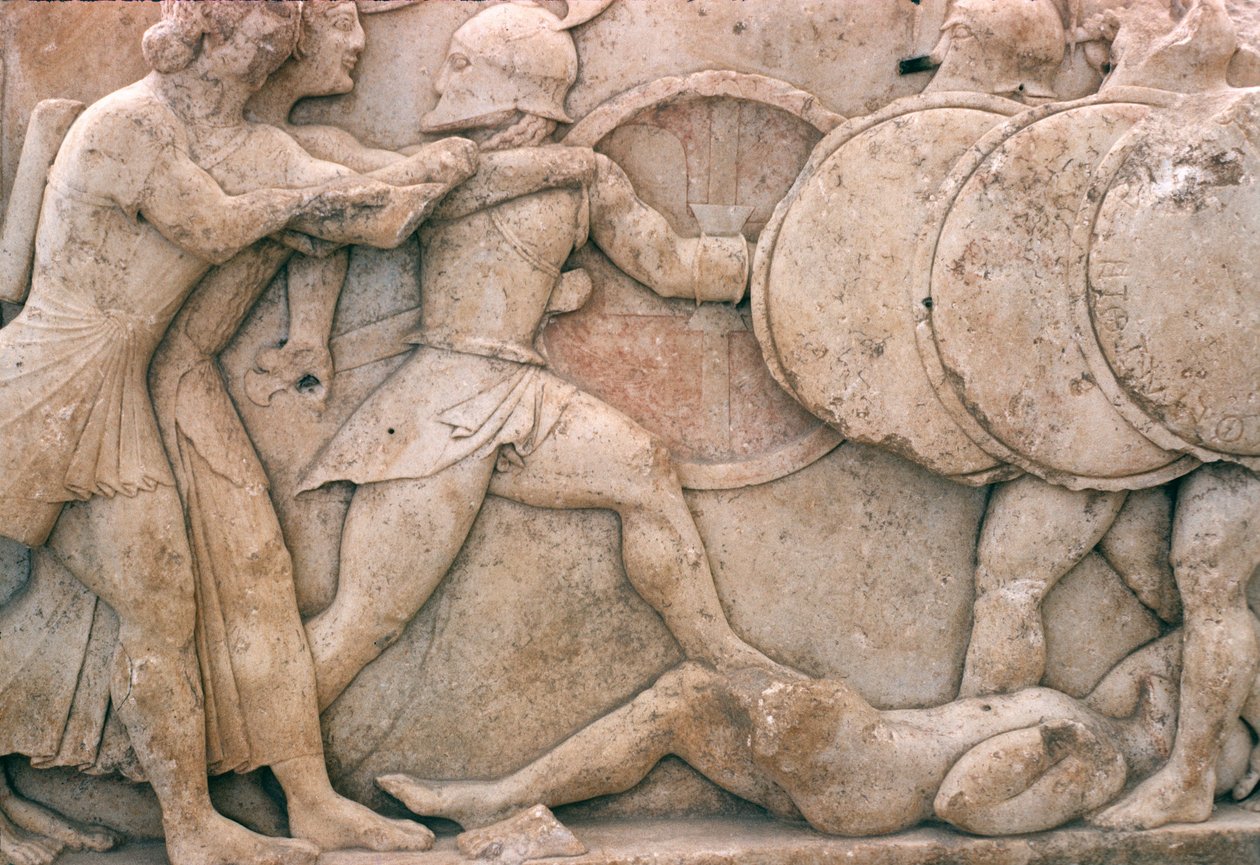 Kampf vor Troja, Fries aus dem Schatzhaus der Siphnier, ca. 525 v. Chr. von Greek