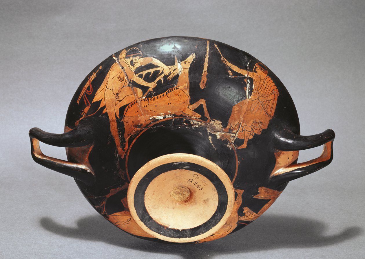Kylix dekoriert mit Herakles und der Keryneischen Hirschkuh von Greek