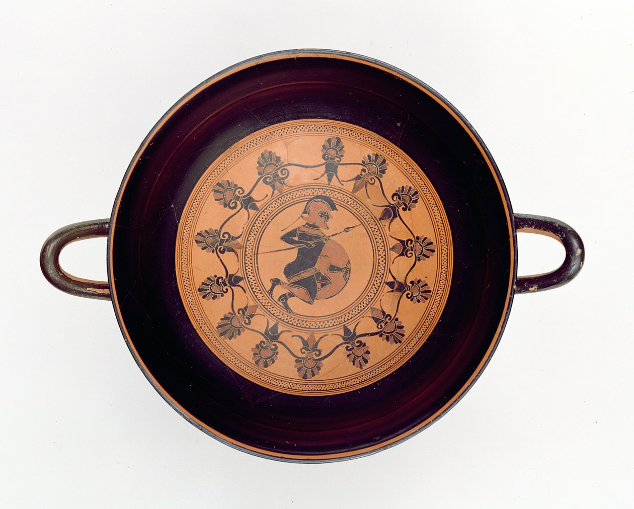 Siana-Schale mit Darstellung eines Kriegers, ca. 560 v. Chr. von Greek
