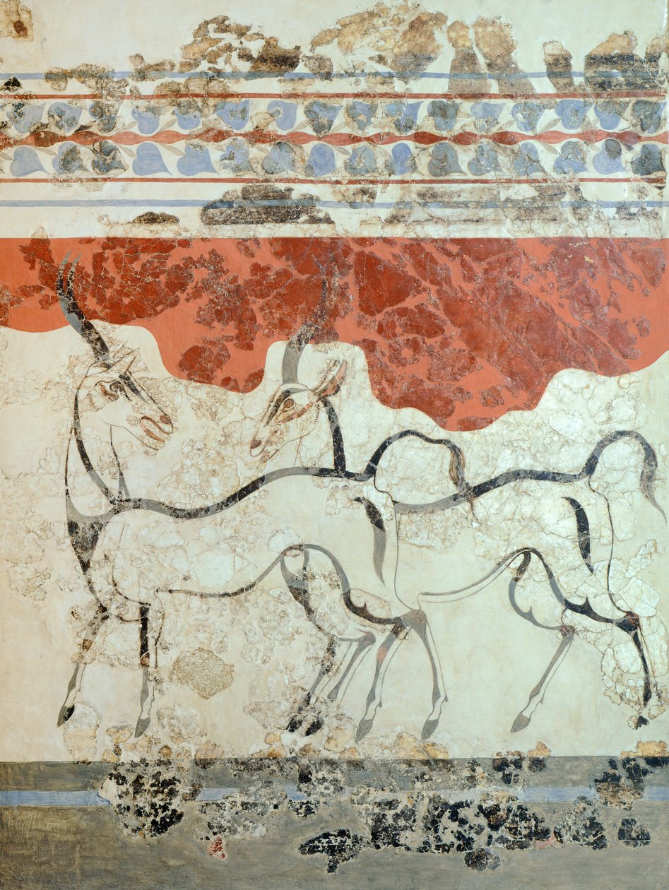Antilopen, Fresko von Akrotiri, Thera (heute Santorini), Griechenland, minoische Zivilisation von Greek School