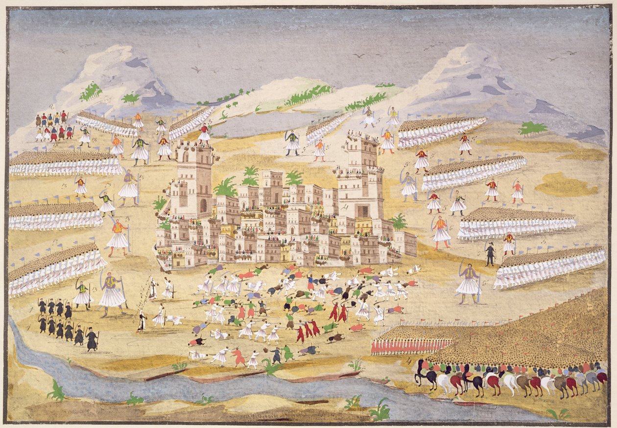 Schlachten um Theben, Tafel 22 aus Bildliche Geschichte des griechischen Unabhängigkeitskrieges von General Makryjannis von Greek School