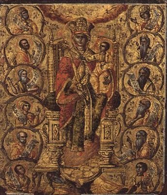 Christus im Weinstock, Teil eines Diptychons von den Ionischen Inseln (Öl auf Holz) von Greek School