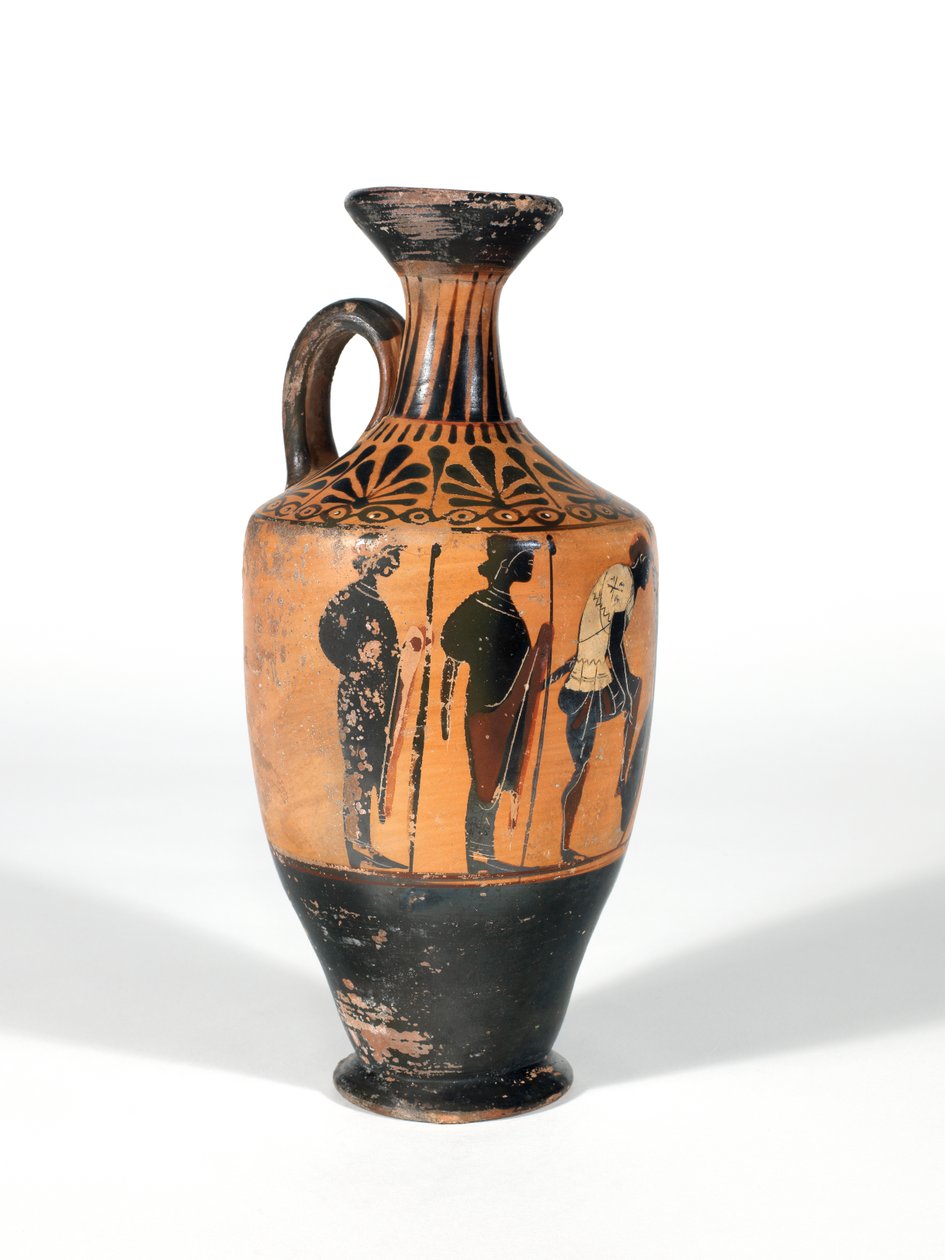 Lekythos, Krieger rüsten sich für die Schlacht, 510-500 v. Chr. von Greek School