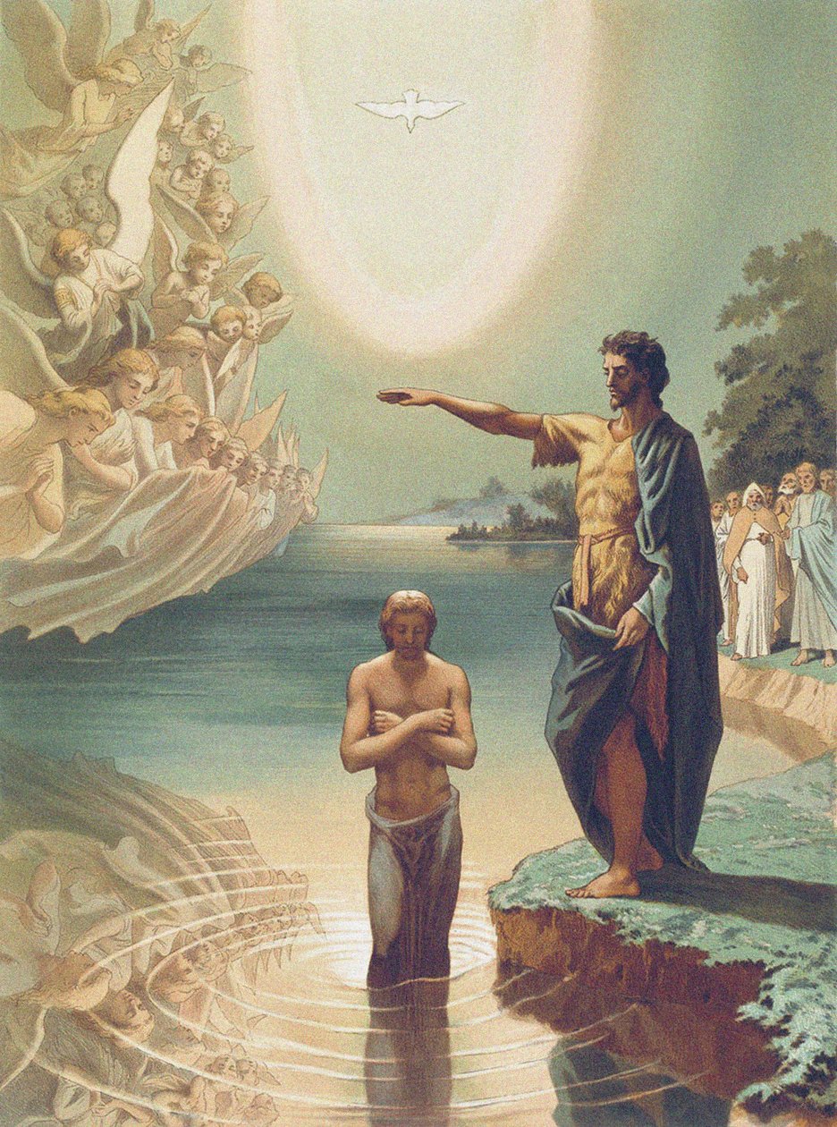 Die Taufe Christi, ca. 1860 (Lithografie) von Grigori Grigorevich (after) Gagarin