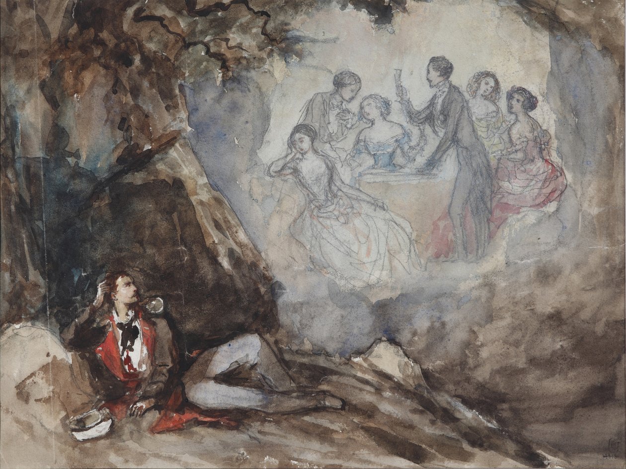 Illustration zum Gedicht Der Traum von M. Lermontov, Mitte des 19. Jahrhunderts von Grigori Grigorevich Gagarin
