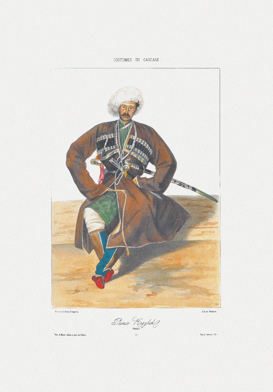 Prinz Kazbek von Ossetien aus: Szenen, Landschaften, Sitten und Kostüme des Kaukasus, 1840 von Grigori Grigorevich Gagarin