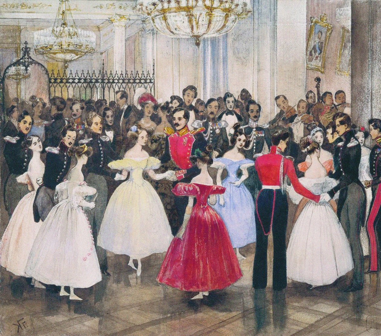 Der Ball im Haus der Prinzessin Maria Baryatinskaya, 1830er von Grigori Grigorevich Gagarin