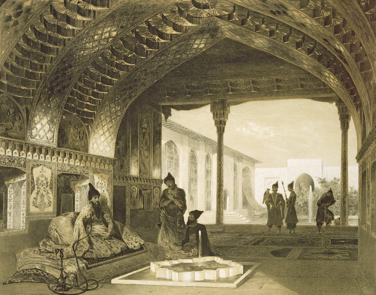 Der Spiegelsaal im Palast des Sardar von Jerewan, Armenien, Tafel 17 aus einem Buch über den Kaukasus, graviert von Charles Claude Bachelier und Celestin Francois Nanteuil (1813-73), veröffentlicht von Alfred von Grigori Grigorevich Gagarin