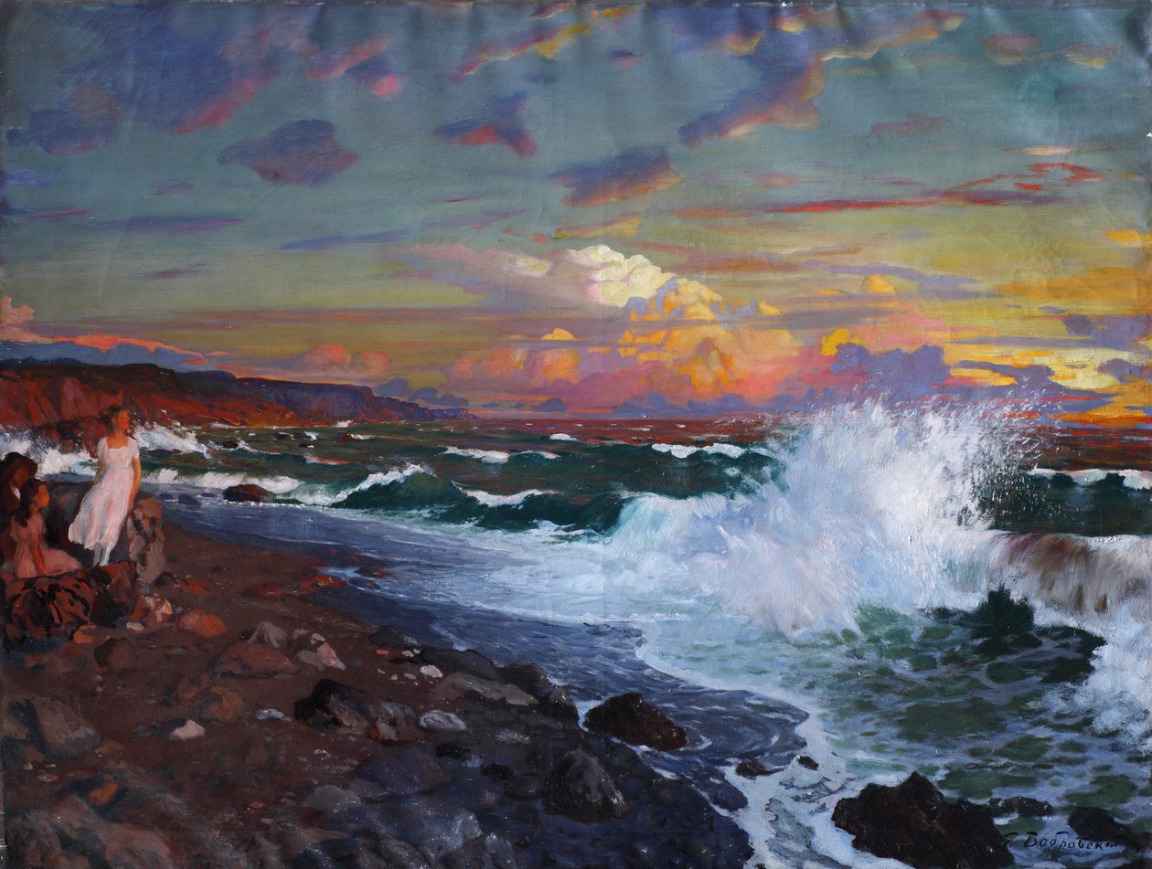 Sonnenuntergang. Meeresküste von Grigori Mikhailovich Bobrovsky
