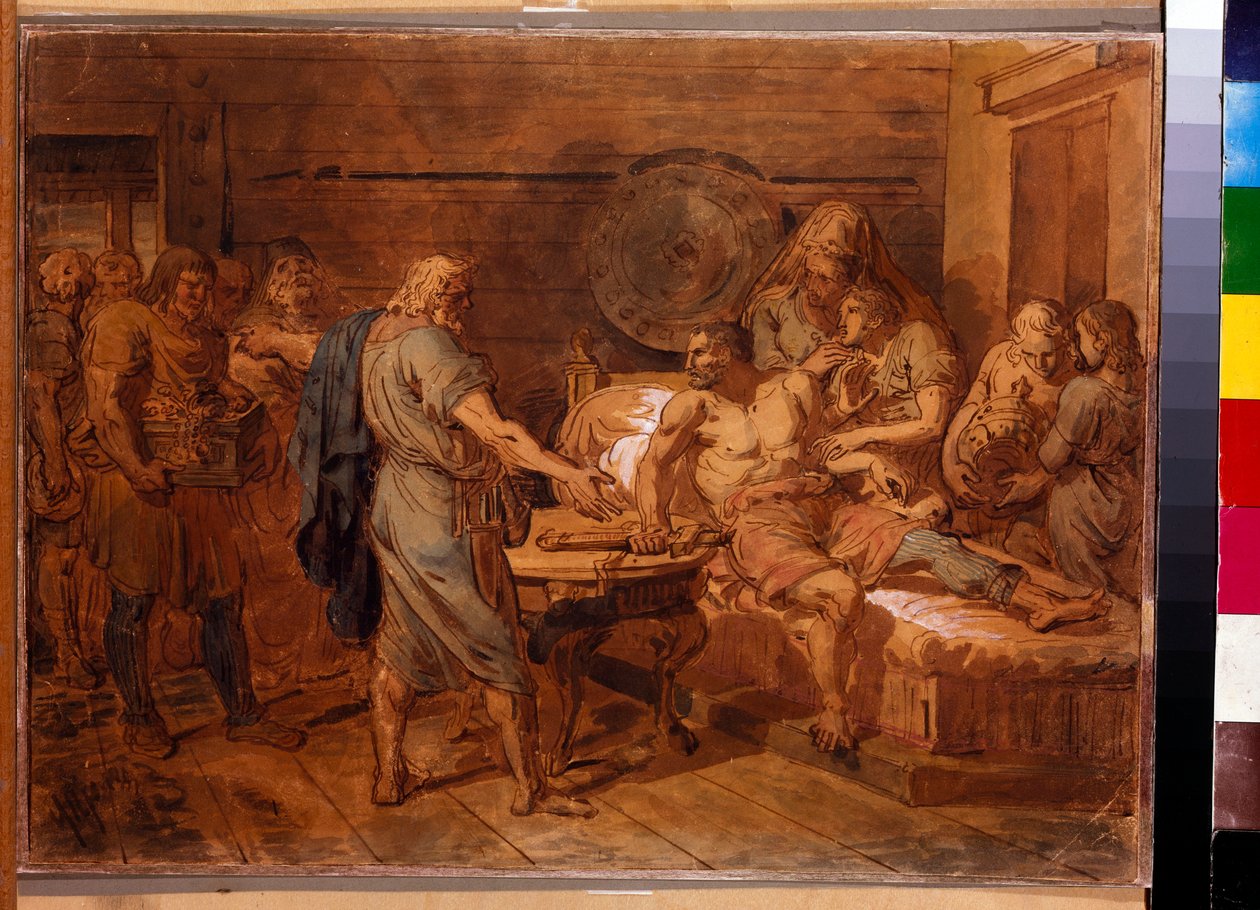 Der Aufruf von Kuzma Minin an Prinz Dmitri Pojarski (um 1800) von Grigoriy Ivanovich Ugryumov