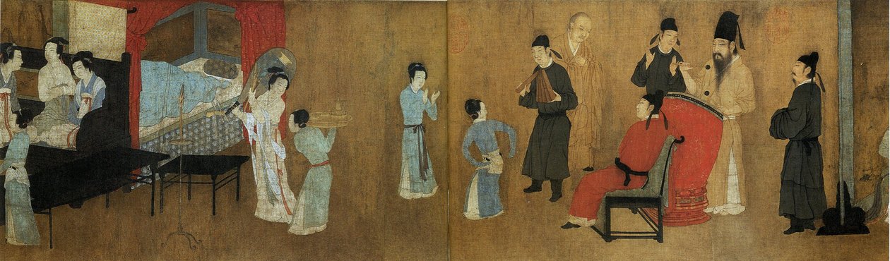Nächtliche Vergnügungen von Han Xizai (Detail) von Gu Hongzhong (after)