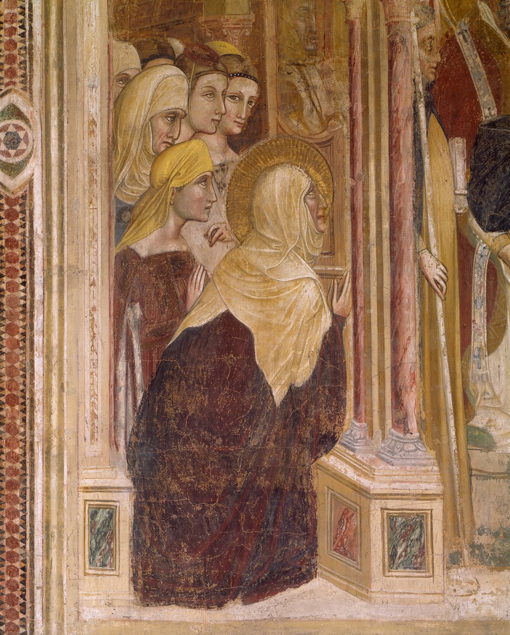 Monica mit anderen Frauen beim Gebet von Guariento di Arpo