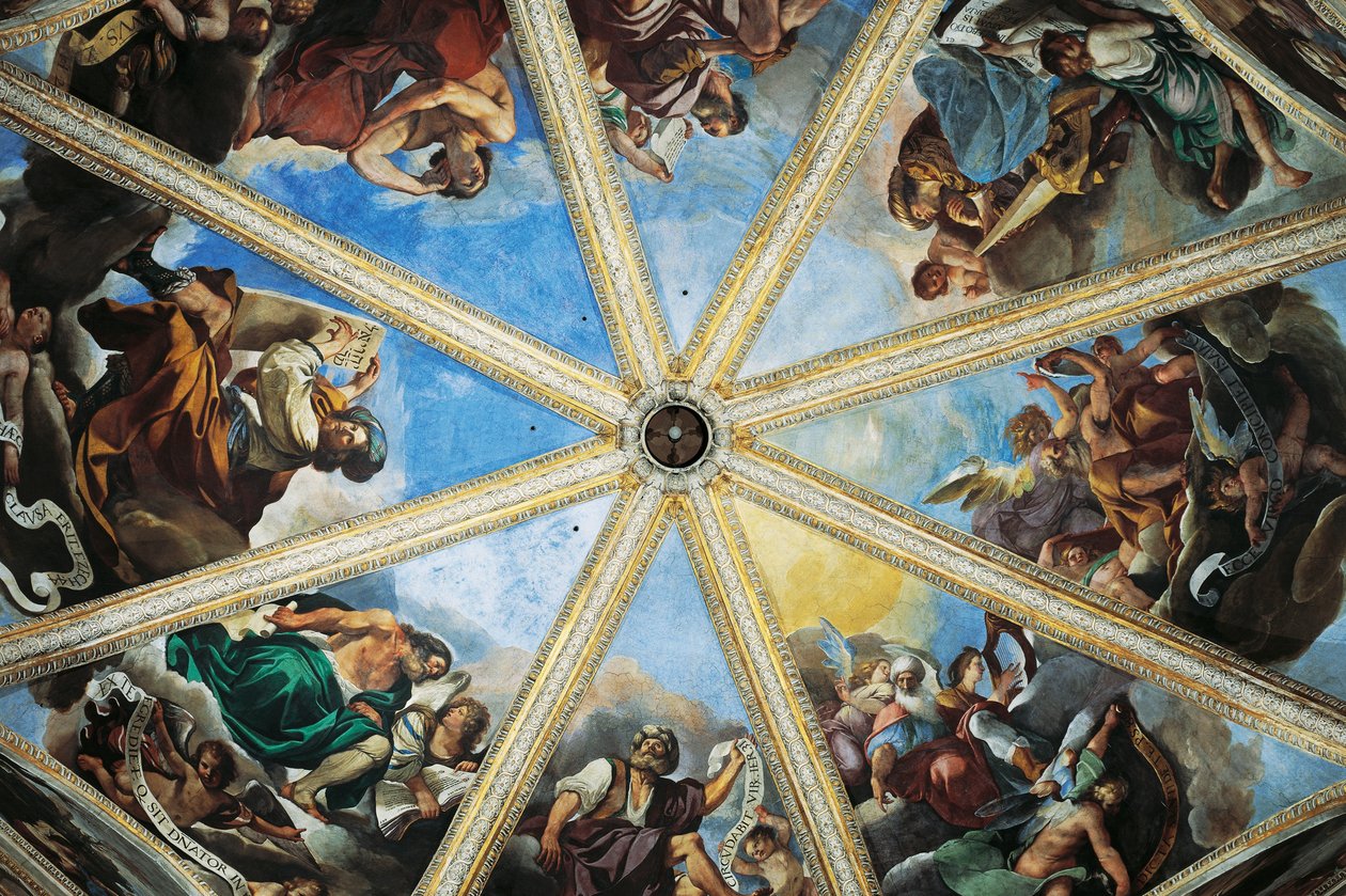 Fresken von Pier Francesco Mazzucchelli, bekannt als Morazzone, und Giovanni Francesco Barbieri, bekannt als Guercino, Innenraum des Doms von Piacenza, Emilia-Romagna von Guercino