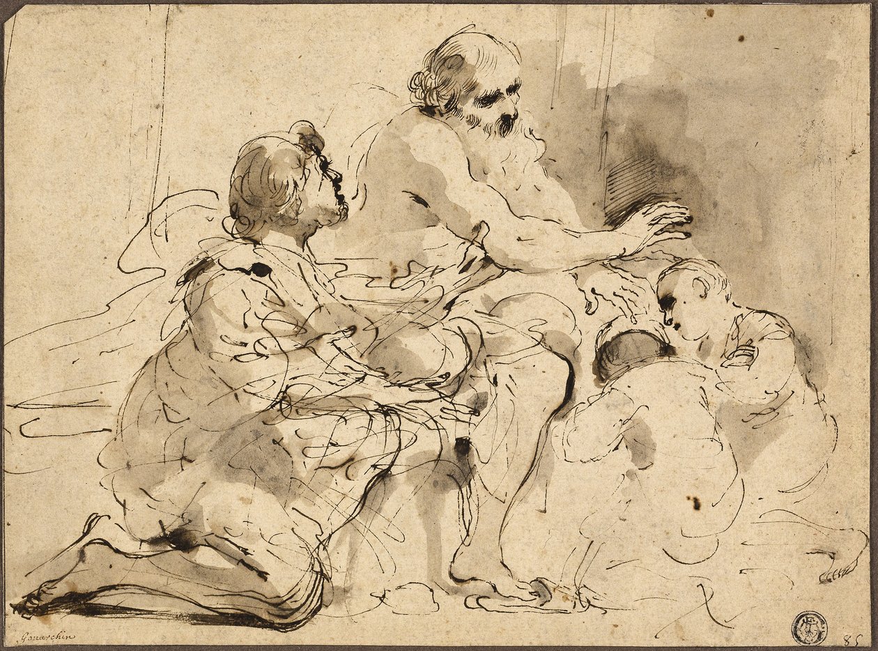 Studie für Jakob segnet die Söhne Josephs, um 1620 von Guercino (1591 1666)