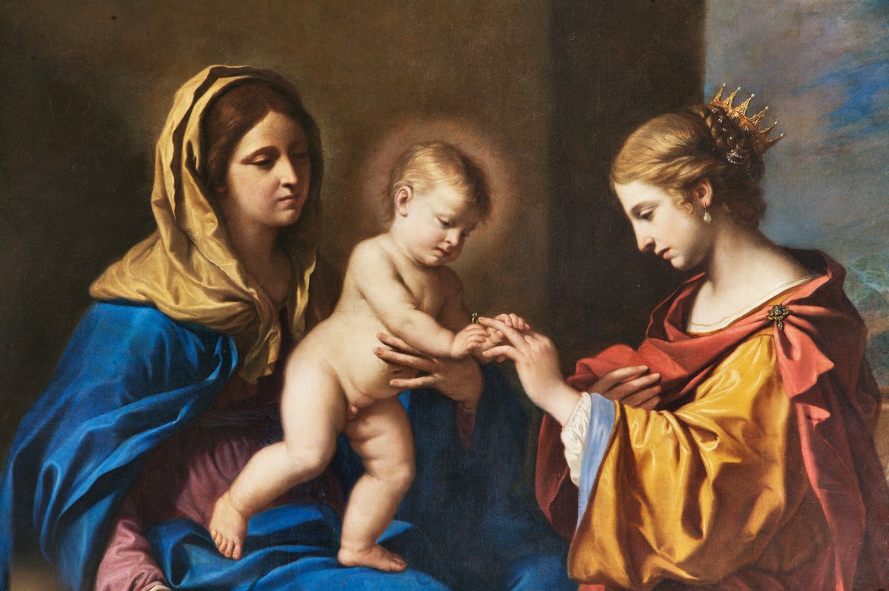 Mystische Hochzeit der Heiligen Katharina (Detail) von Guercino