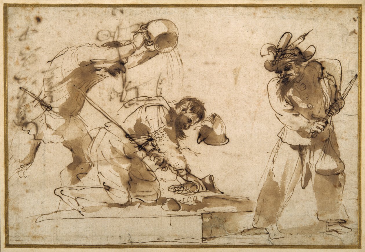 Satirisches Thema mit Charakteren aus der Commedia dell