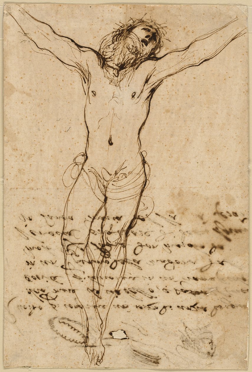 Christus am Kreuz: Studie zur Kreuzigung mit Heiligen von Guercino