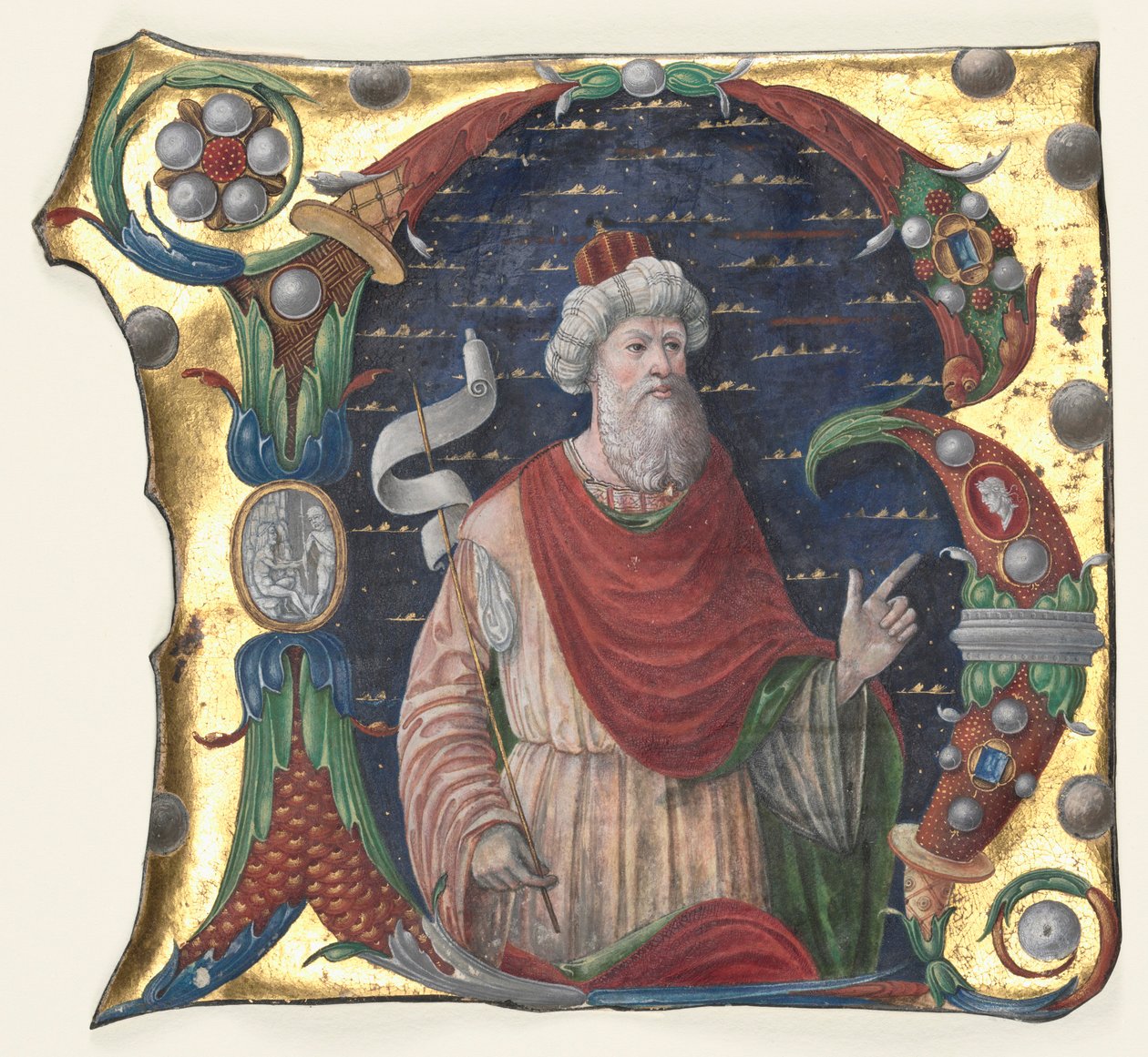 Initiale R aus einem Choralbuch mit König David, ca. 1470-1480 von Guglielmo Giraldi del Magri [or del