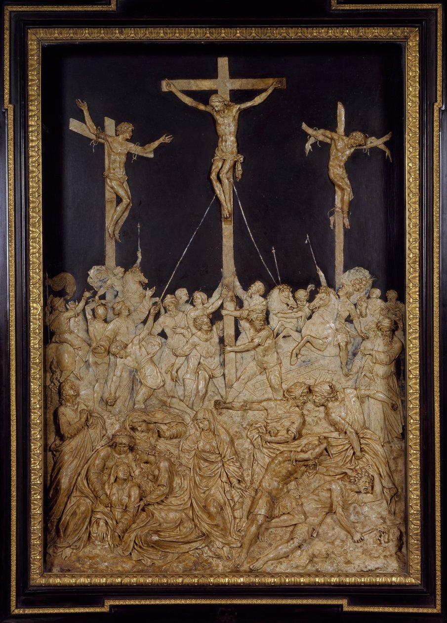 Kreuzigung, zugeschrieben Guglielmo della Porta (1515-1577), Wachsrelief, Italien von Guglielmo della Porta