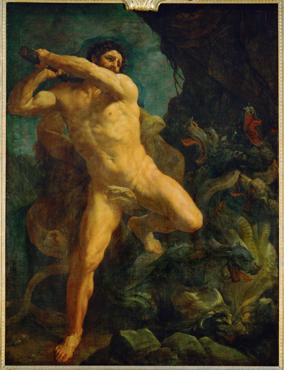 Herkules tötet die Hydra von Lerna von Guido (follower of) Reni
