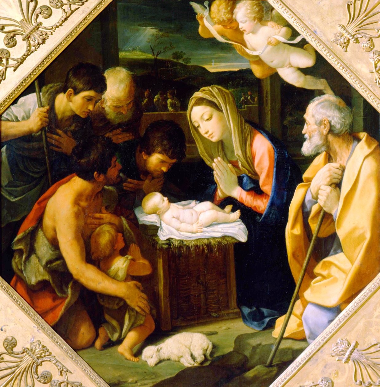 Die Anbetung des Christuskindes, um 1640 von Guido Reni