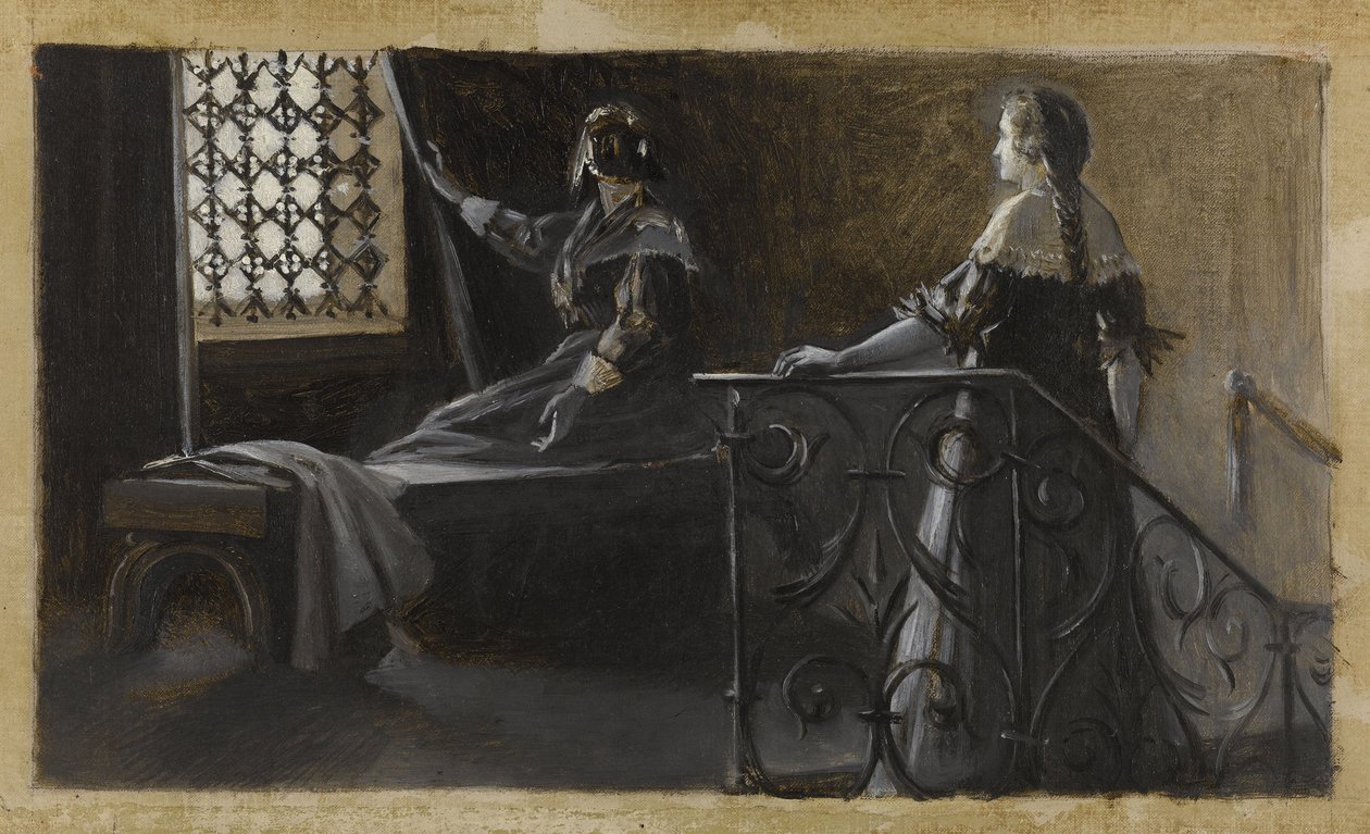Ethel und die verschleierte Frau, ca. 1889 von Guillaume Albert Demarest