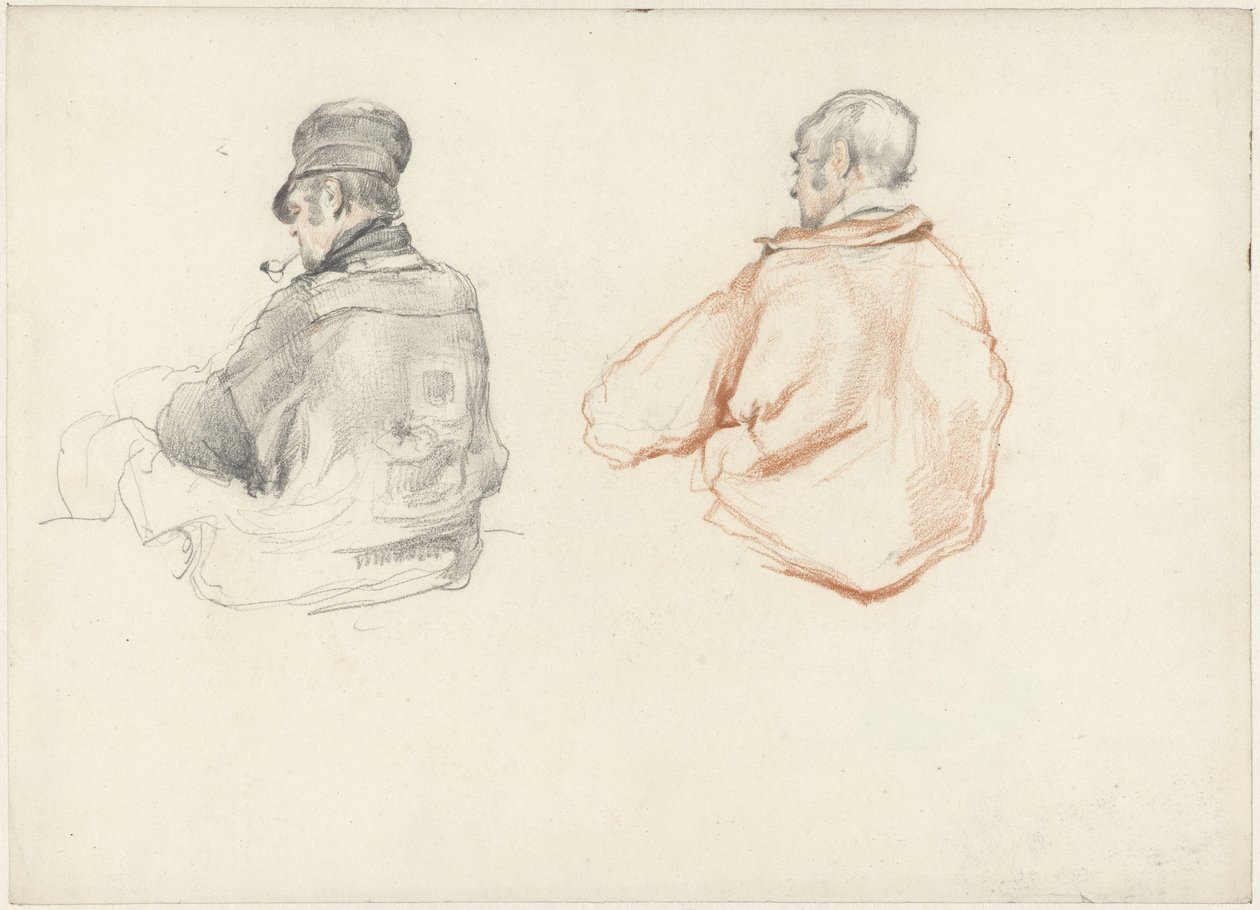 Zwei Studien eines sitzenden Mannes, von hinten gesehen von Guillaume Anne van der Brugghen