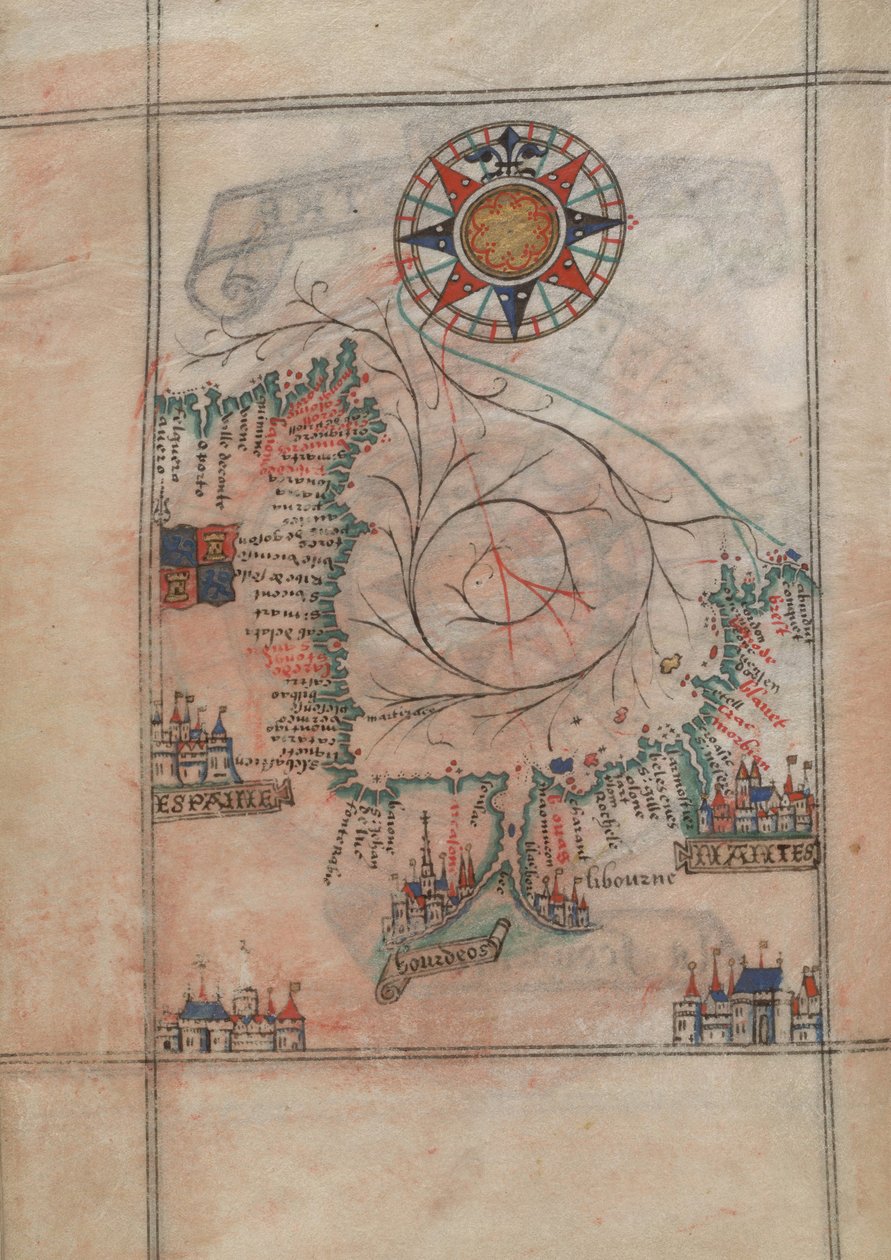 Golf von Biskaya im Atlas von Guillaume Brouscon (1540-1560) von Guillaume Brouscon