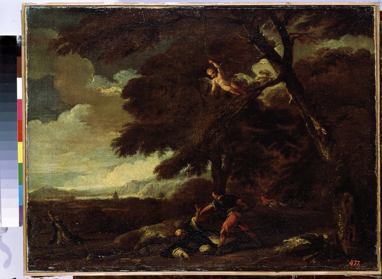 Die Ermordung des heiligen Petrus Martyr, von Guillaume Courtois von Guillaume Courtois