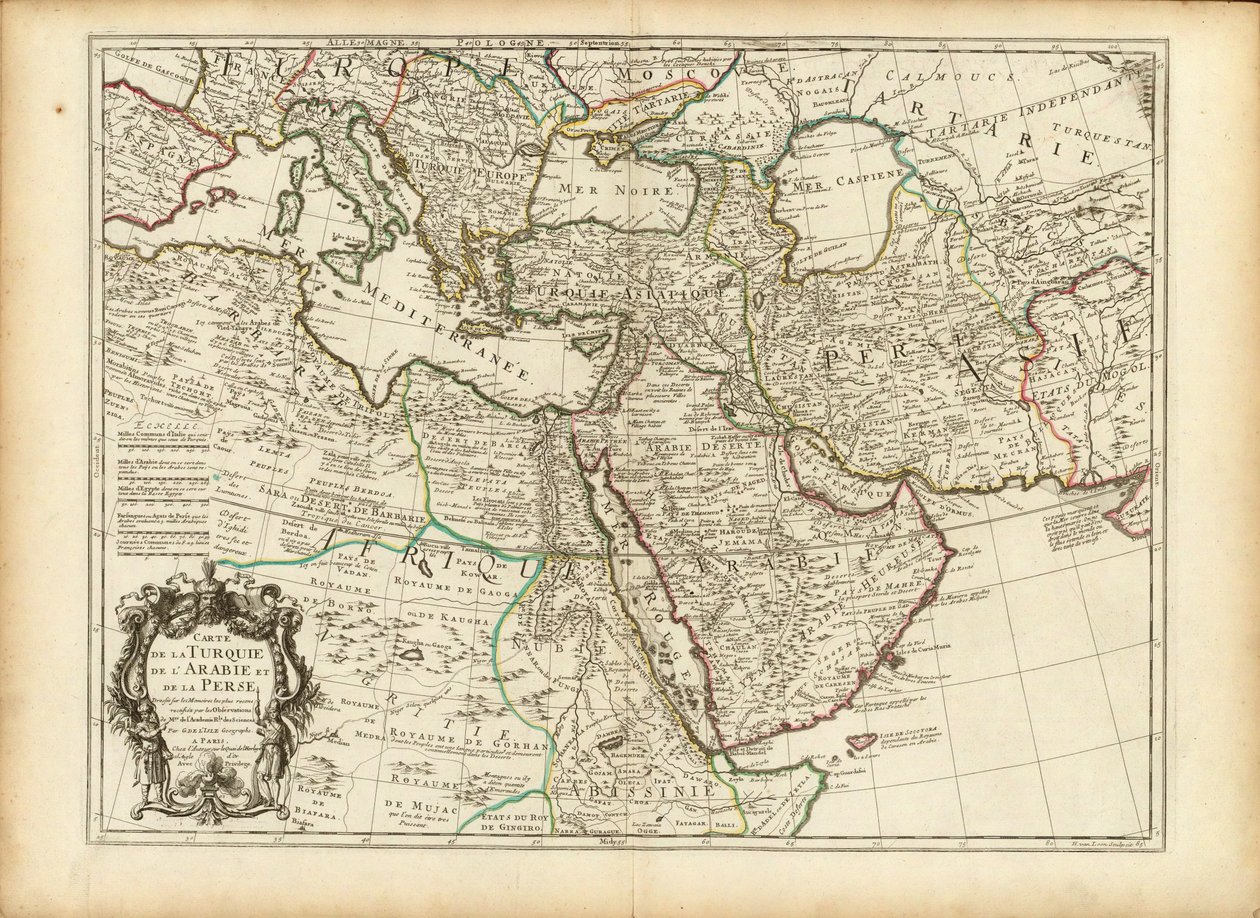 Karte des Osmanischen und Persischen Reiches von Guillaume Delisle, 1701 (beschnitten) von Guillaume Delisle