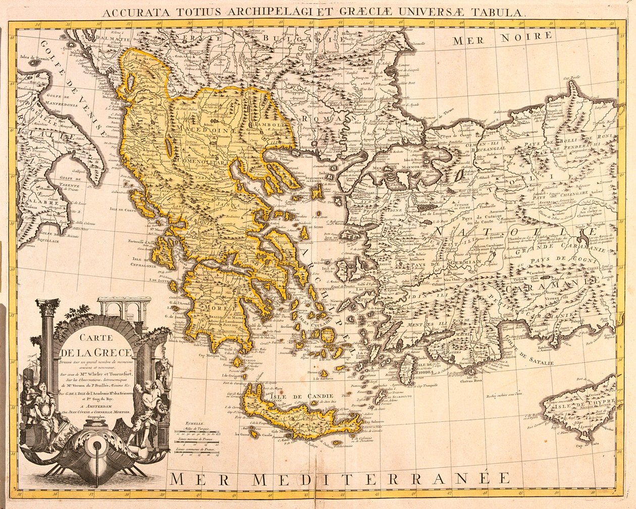 Albanien, großer Teil Griechenlands (außer Nordosten), großer Teil der Republik Mazedonien (außer Norden) von Guillaume Delisle