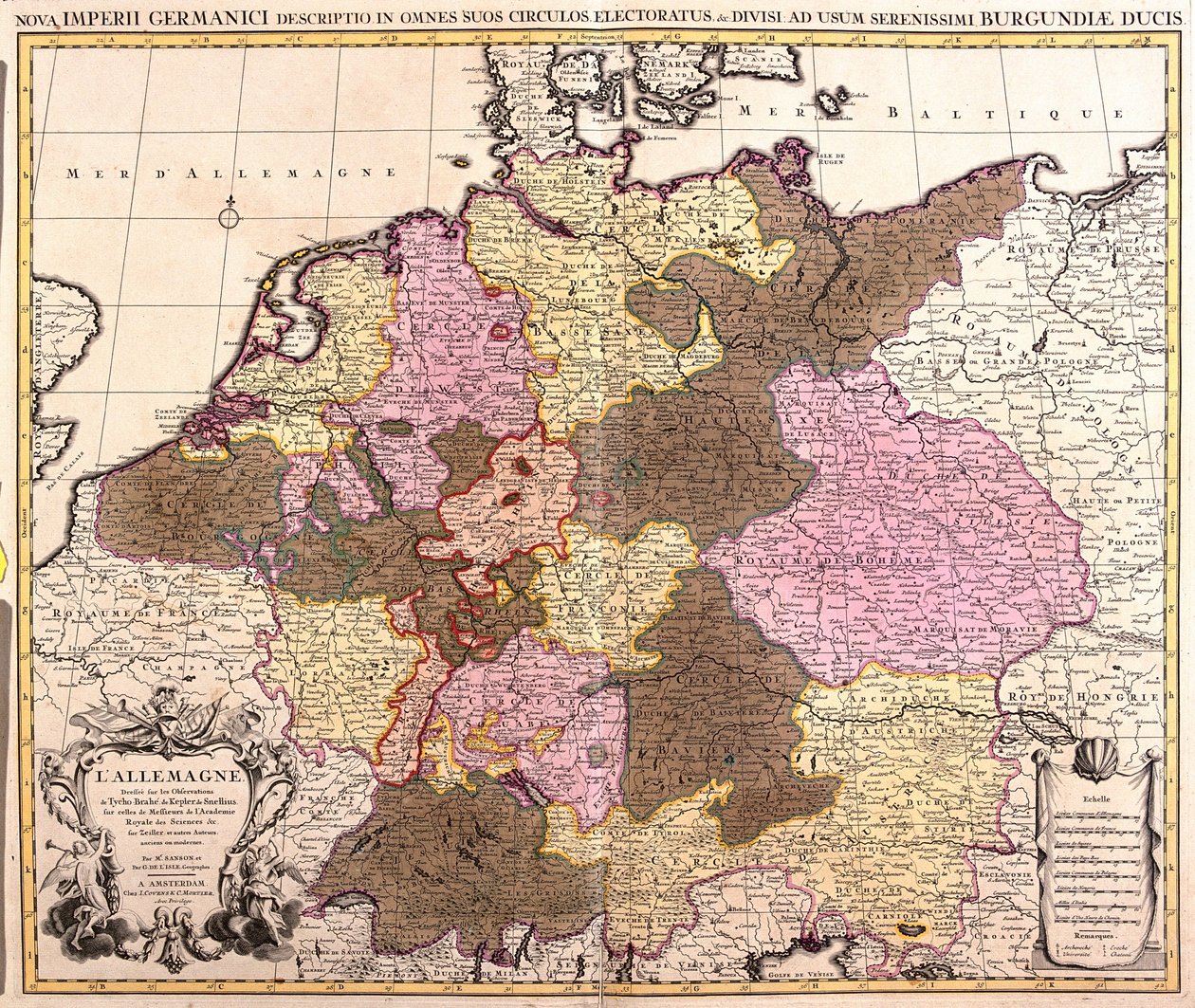 Belgien, Niederlande, Deutschland, Polen (Woiwodschaft: Pommern, Westpommern, Lebus, Niederschlesien), Tschechische Republik (Region: Olmütz, Südmähren, Prag, Mittelböhmen, Südböhmen, Pilsen, Karlsbad, Ústí nad Labem, Liberec, Hradec Králové) von Guillaume Delisle