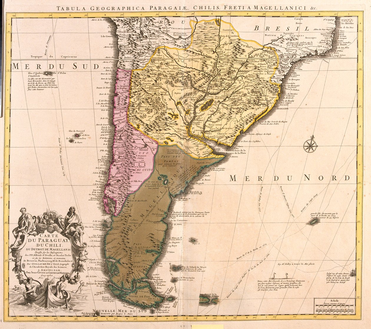Chile (außer Norden), Argentinien, Paraguay, Uruguay, Südostbrasilien, Falklandinseln von Guillaume Delisle