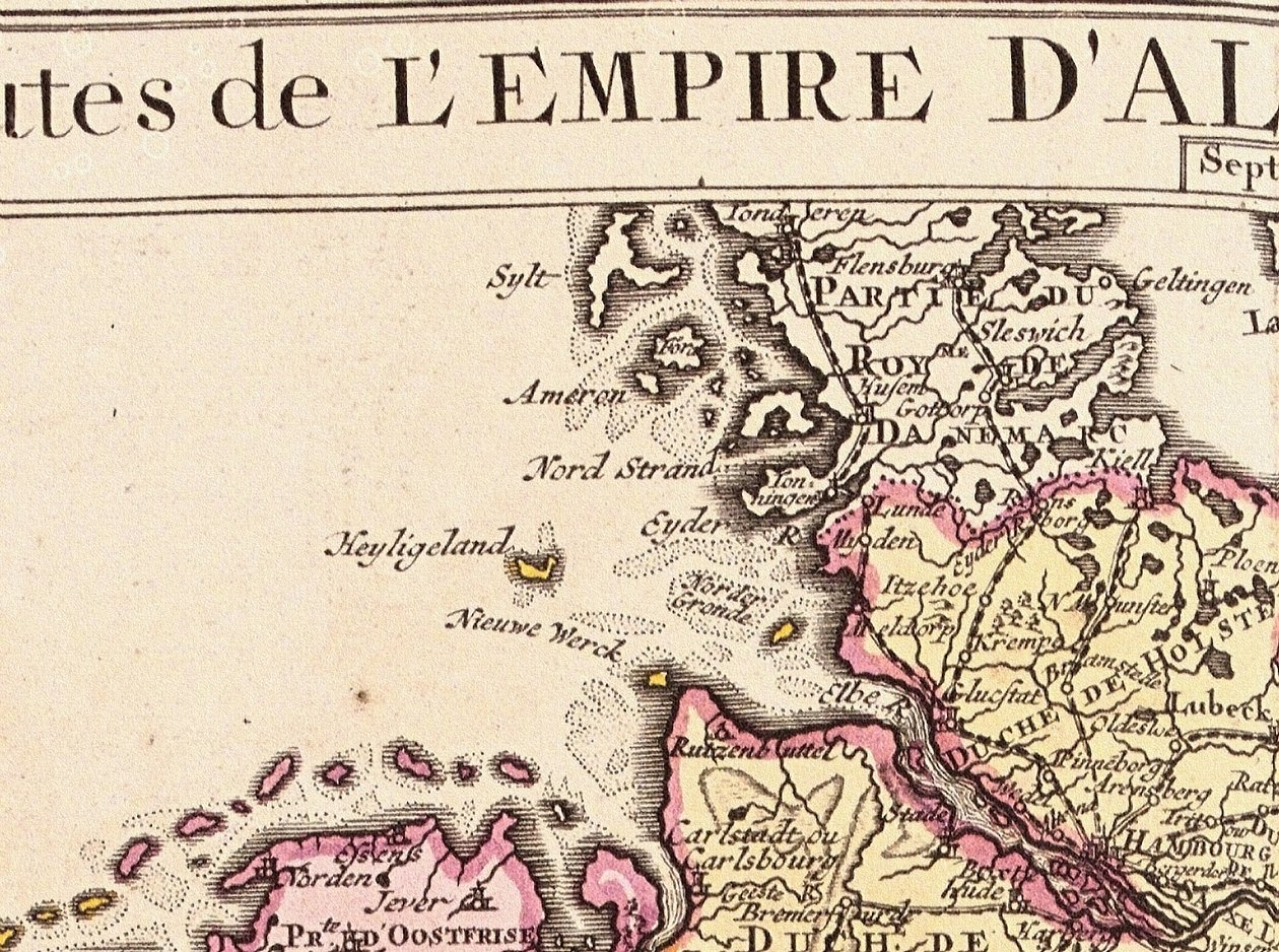 Helgoland (Detail) aus einer Karte des Deutschen Reiches von Guillaume Delisle