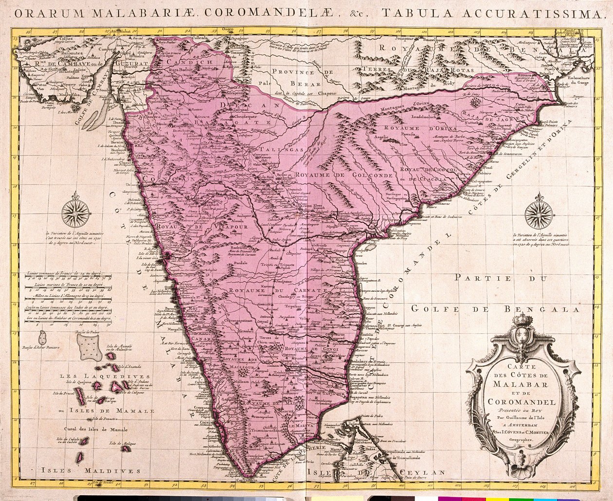 Karte von Coromandel und Malabar (Indien) von Guillaume Delisle