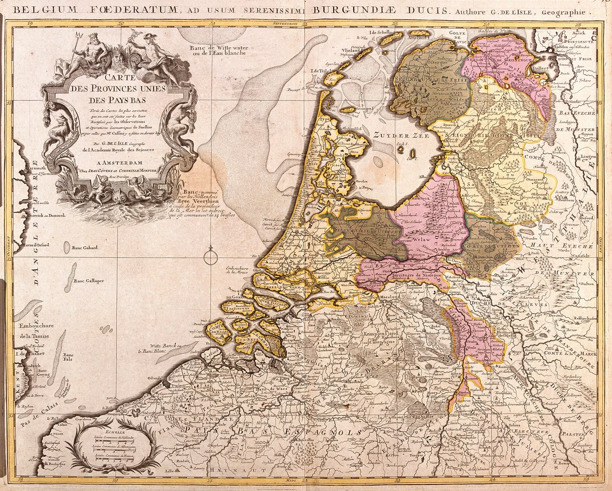 Karte der Vereinigten Provinzen der Niederlande (Radierung) von Guillaume Delisle