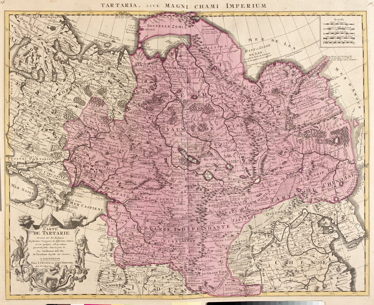 Russland, Kasachstan, Usbekistan, Kirgisistan, Tadschikistan, großer Teil Chinas (außer Südosten), Mongolei von Guillaume Delisle