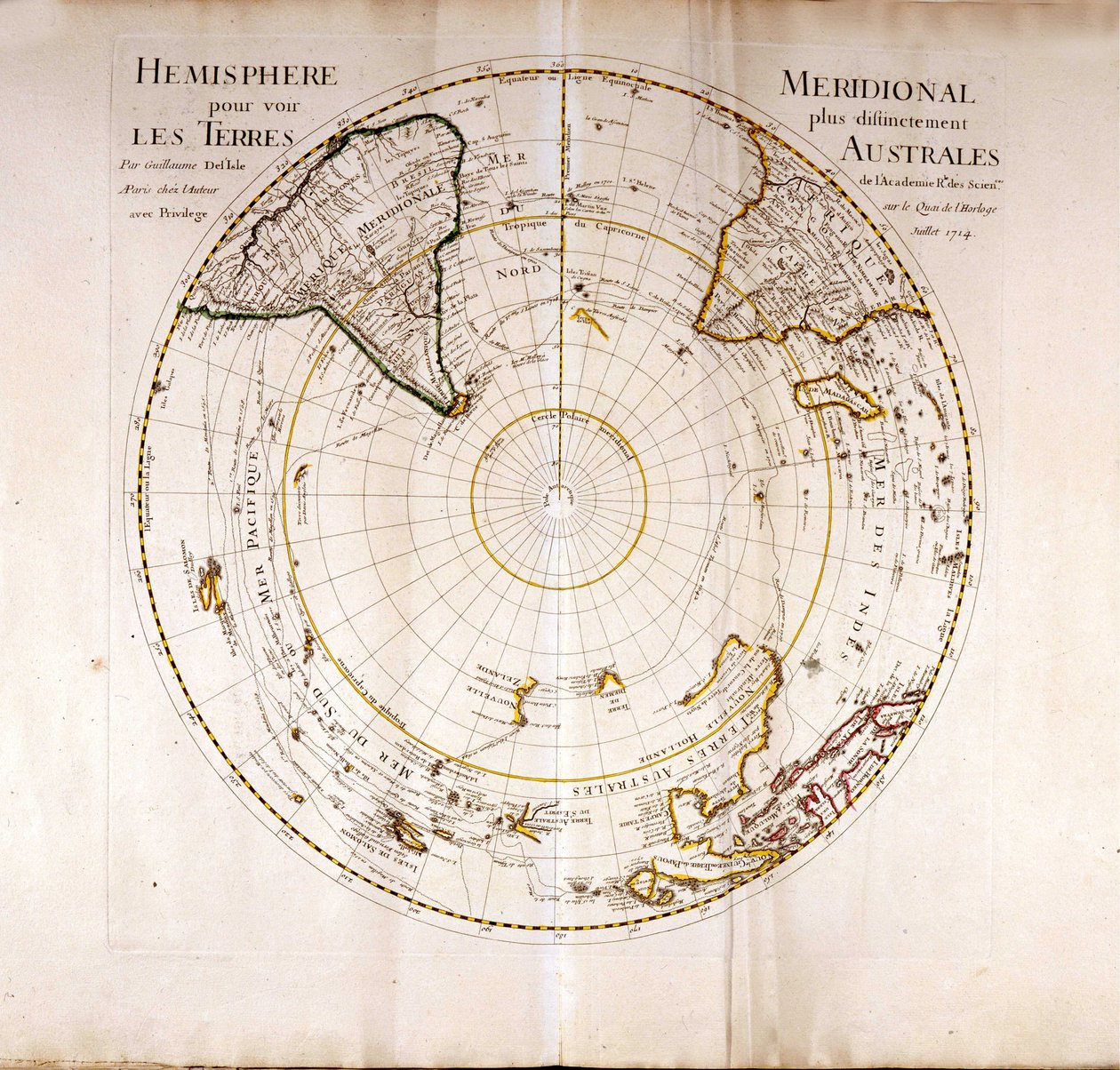 Ansicht des Südpols (Antarktis). Atlas von Guillaume Delisle, Geograph. von Guillaume Delisle