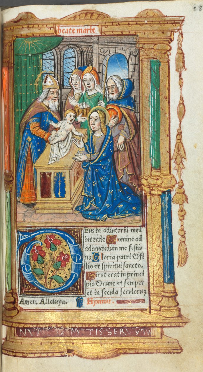 Gedrucktes Stundenbuch (Gebrauch von Rom): fol. 40r, Darstellung im Tempel von Guillaume Le Rouge