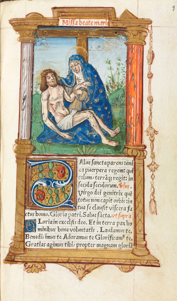 Gedrucktes Stundenbuch (Gebrauch von Rom): fol. 53r, Pieta von Guillaume Le Rouge