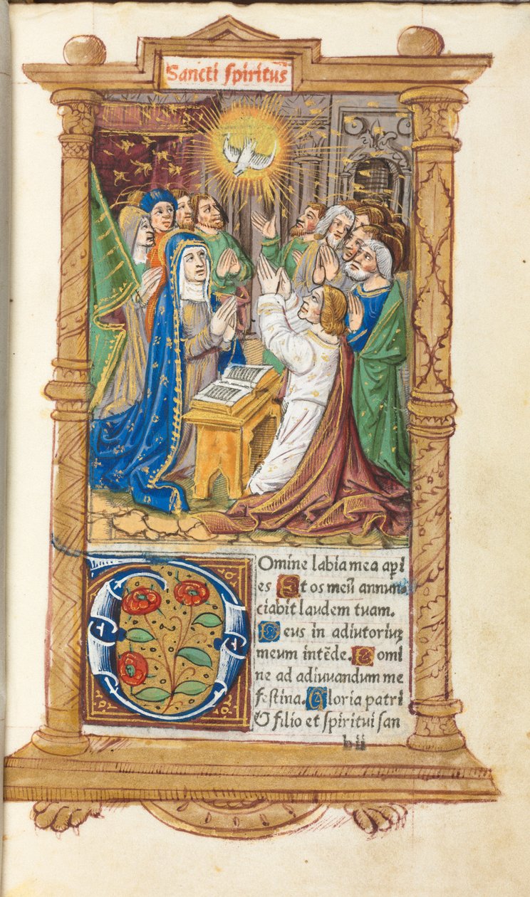 Gedrucktes Stundenbuch (Gebrauch von Rom): fol. 58r, Pfingsten von Guillaume Le Rouge