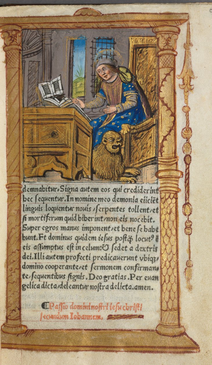 Gedrucktes Stundenbuch Gebrauch von Rom: fol. 20r, St. Markus, 1510 von Guillaume Le Rouge