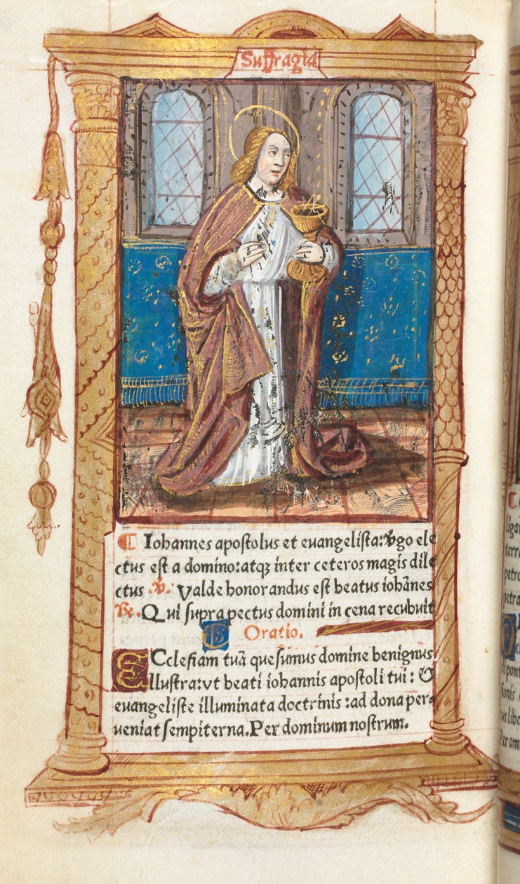 Gedrucktes Stundenbuch Gebrauch von Rom: fol. 98v, St. Johannes der Evangelist von Guillaume Le Rouge