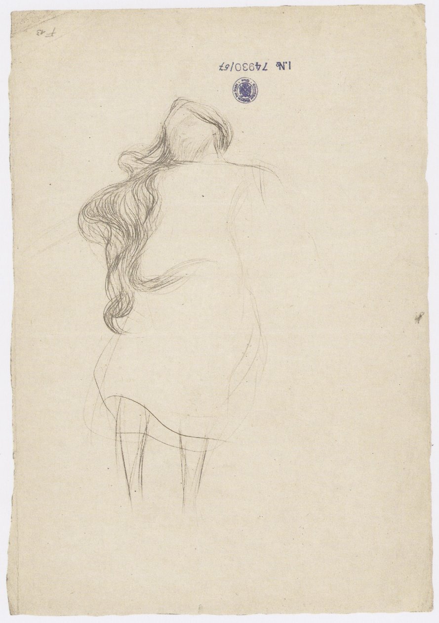 Bekleidete Schwebende mit herabhängendem Haar von Gustav Klimt